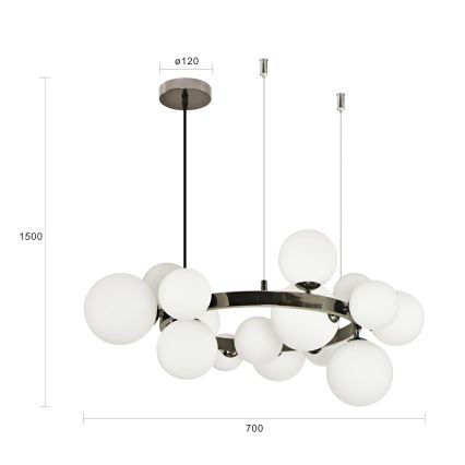 Brilagi - LED kábeles csillár MILLA 15xG9/3W/230V fekete króm/fehér