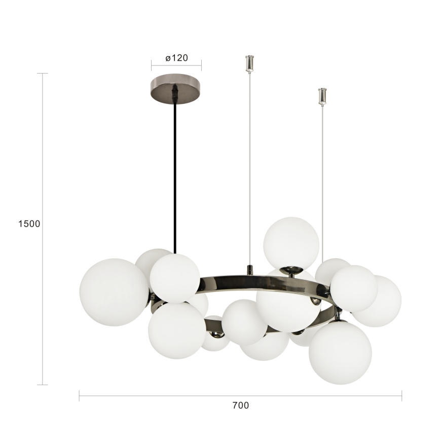 Brilagi - LED kábeles csillár MILLA 15xG9/3W/230V fekete króm/fehér