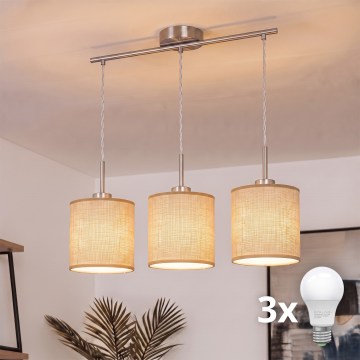 Brilagi - LED kábeles csillár NUBILA 3xE27/60W/230V világosbarna
