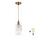 BRILAGI - LED kábeles csillár RETRO GLASS 1xE27/60W/230V átm. 14 cm arany/fehér