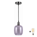 BRILAGI - LED kábeles csillár RETRO GLASS 1xE27/60W/230V átm. 14 cm fekete/füstszürke