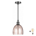 BRILAGI - LED kábeles csillár RETRO GLASS 1xE27/60W/230V Ø 17 cm fekete/füstös bézs