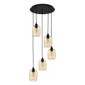 BRILAGI - LED kábeles csillár RETRO GLASS 5xE27/60W/230V fekete/füstös barna