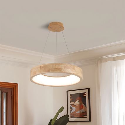 Brilagi - LED csillár kábellel FALCON WOOD LED/30W/230V 3000/4000/6000K, átm. 45 cm, fa
