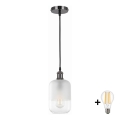 BRILAGI - LED kábeles függeszték RETRO GLASS 1xE27/60W/230V átm. 14 cm fekete/fehér