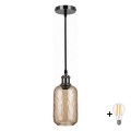 BRILAGI - LED kábeles függeszték RETRO GLASS 1xE27/60W/230V átm. 14 cm fekete/füstbarna