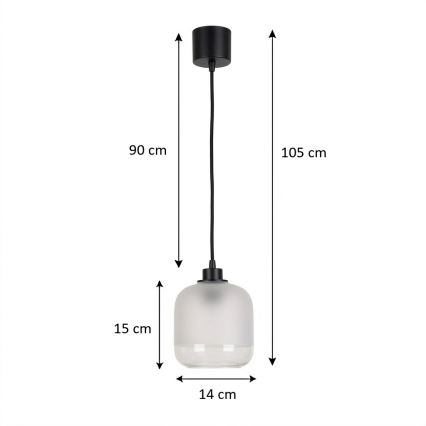 Brilagi - LED kábeles függeszték RETRO GLASS 1xE27/60W/230V Ø 14 cm fekete/fehér