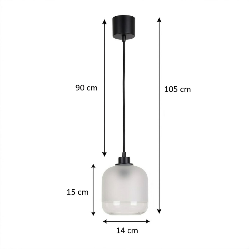 Brilagi - LED kábeles függeszték RETRO GLASS 1xE27/60W/230V Ø 14 cm fekete/fehér
