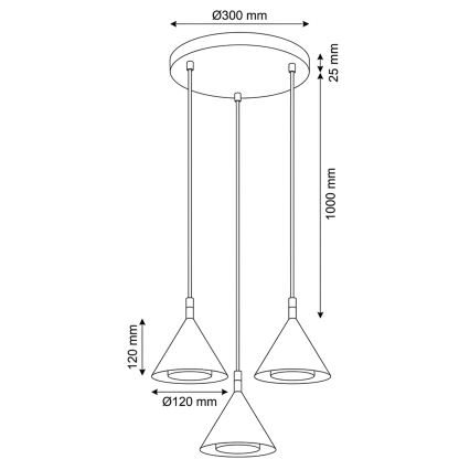 BRILAGI - LED Kábeles függőlámpa CONE TRIPLE ROUND 3xGX53/15W/230V bézs