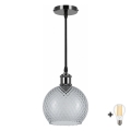 BRILAGI - LED kábeles függőlámpa RETRO GLASS 1xE27/60W/230V átm. 18 cm fekete/füstszürke