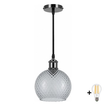 BRILAGI - LED kábeles függőlámpa RETRO GLASS 1xE27/60W/230V átm. 18 cm fekete/füstszürke