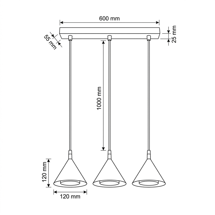BRILAGI - LED Kábelre függesztett csillár CONE TRIPLE 3xGX53/15W/230V bézs