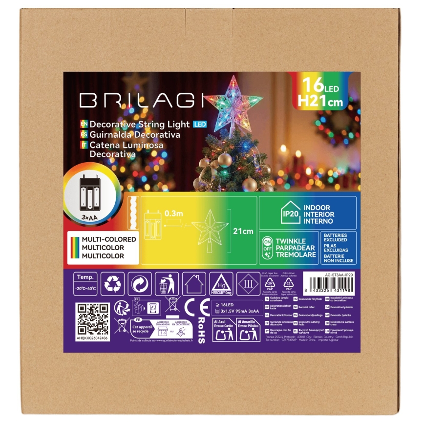BRILAGI - LED karácsonyi dekoráció LED/3xAA 21 cm csillag többszínű