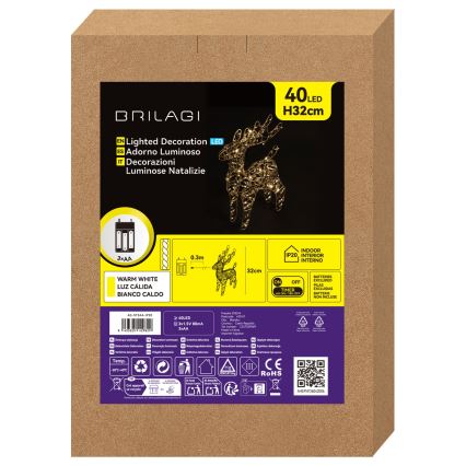 BRILAGI - LED karácsonyi dekoráció LED/3xAA 32 cm rénszarvas meleg fehér
