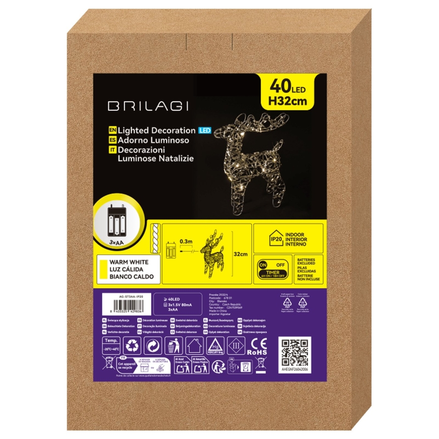 BRILAGI - LED karácsonyi dekoráció LED/3xAA 32 cm rénszarvas meleg fehér