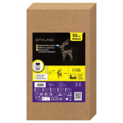 BRILAGI - LED karácsonyi dekoráció LED/3xAA 42 cm rénszarvas meleg fehér/ezüst