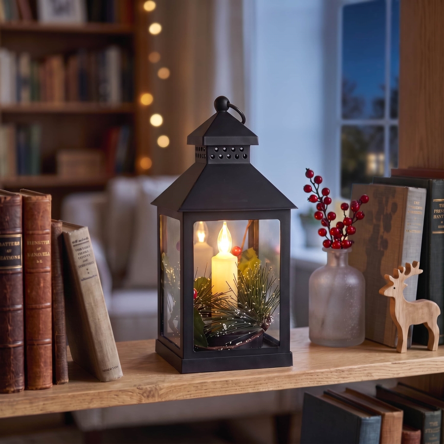 BRILAGI - LED karácsonyi dekoráció LED/3xAAA fekete lámpás