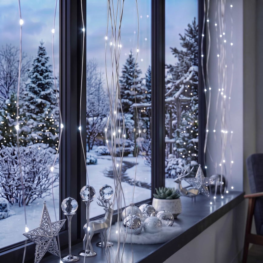 BRILAGI - LED Karácsonyi fényfüggöny 300xLED/8 funkció/3xAA/USB 1,2m hideg fehér