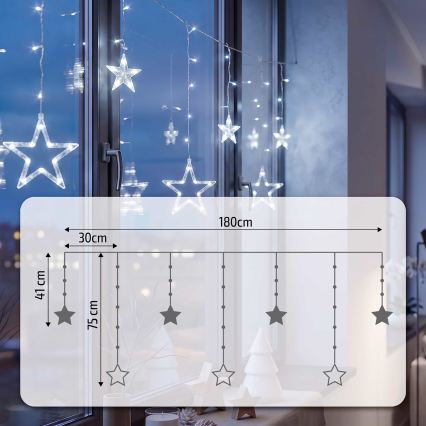 BRILAGI - LED Karácsonyi fényfüggöny 77xLED/3xAA/USB 1,8m hideg fehér