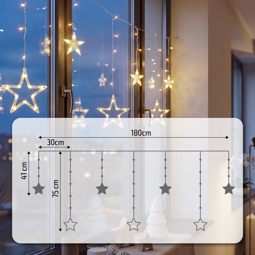 BRILAGI - LED Karácsonyi fényfüggöny 77xLED/3xAA/USB 1,8m meleg fehér
