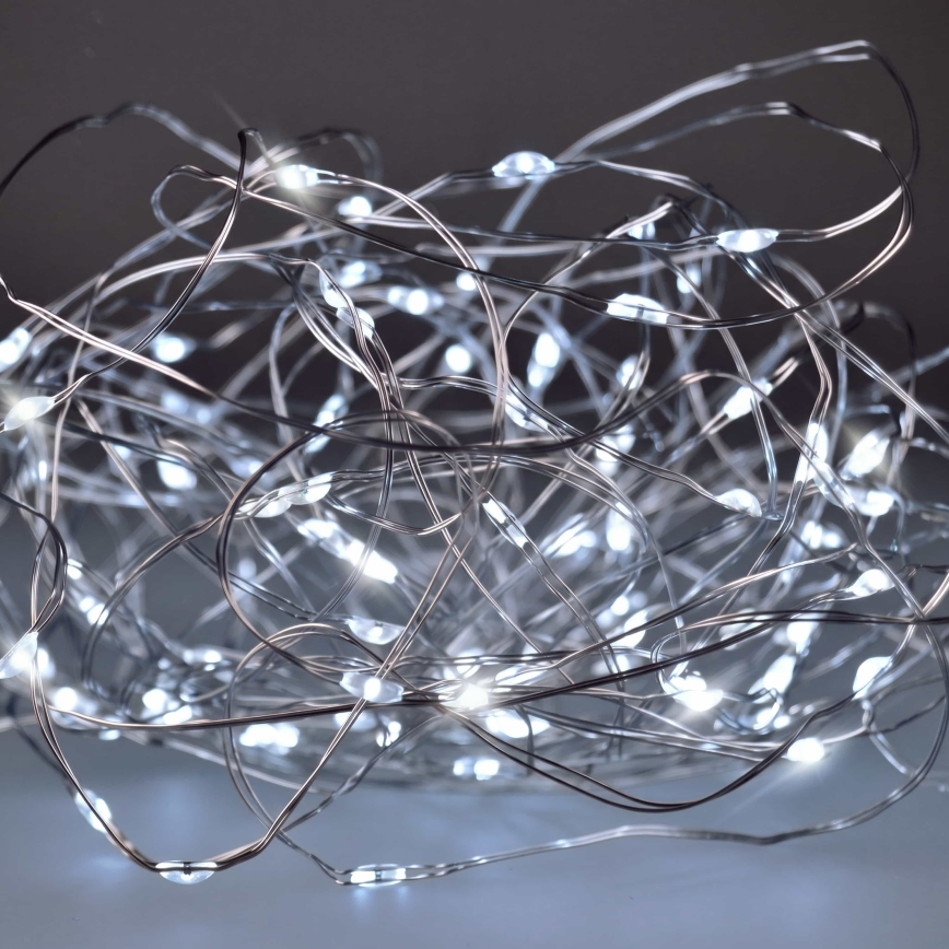 Brilagi - LED karácsonyi fényfüzér 100xLED/3xAA 10m hideg fehér