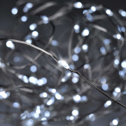 Brilagi - LED karácsonyi fényfüzér 100xLED/3xAA 10m hideg fehér