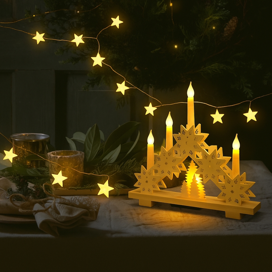 Brilagi - LED karácsonyi fényfüzér 40xLED/3xAA 1,8m meleg fehér csillag alakú