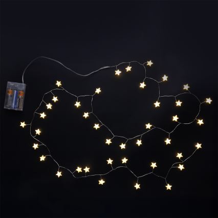 Brilagi - LED karácsonyi fényfüzér 40xLED/3xAA 1,8m meleg fehér csillagok