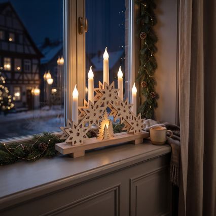 BRILAGI - LED karácsonyi gyertyatartó 5xLED/2xAA bézs