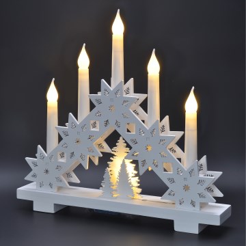 BRILAGI - LED Karácsonyi gyertyatartó 5xLED/2xAA fehér