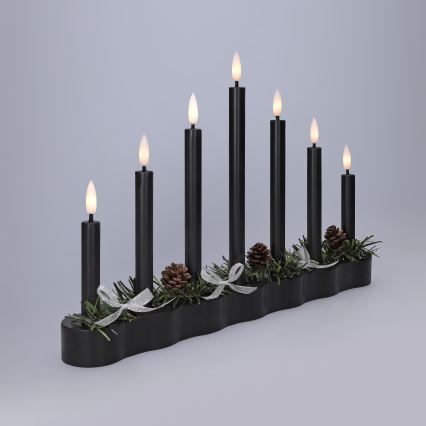 BRILAGI - LED karácsonyi gyertyatartó 7xLED/2xAA fekete