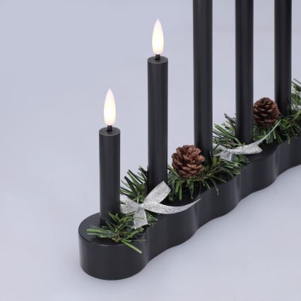 BRILAGI - LED karácsonyi gyertyatartó 7xLED/2xAA fekete