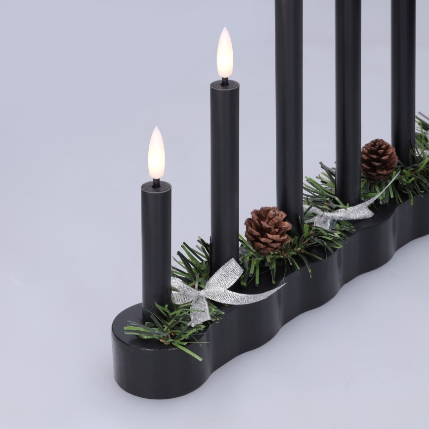BRILAGI - LED karácsonyi gyertyatartó 7xLED/2xAA fekete