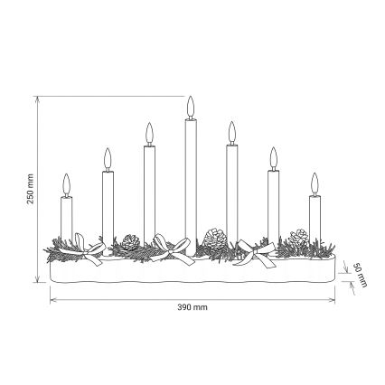 BRILAGI - LED karácsonyi gyertyatartó 7xLED/2xAA fekete