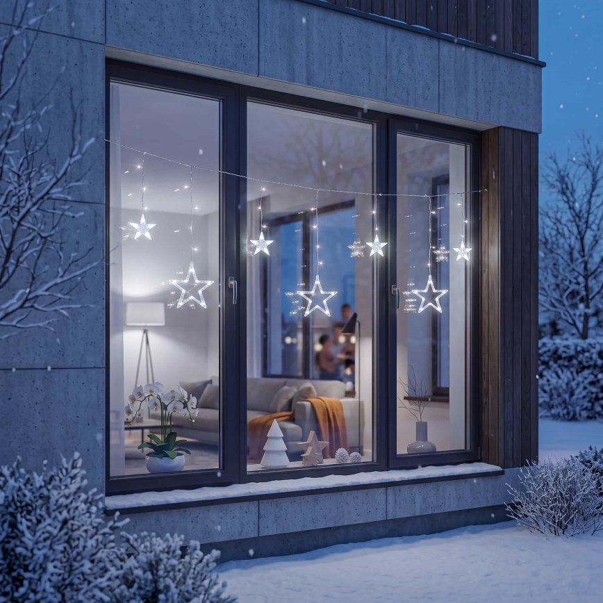 BRILAGI - LED Karácsonyi kültéri fényfüggöny 77xLED/3xAA/USB 1,8m IP44 hideg fehér