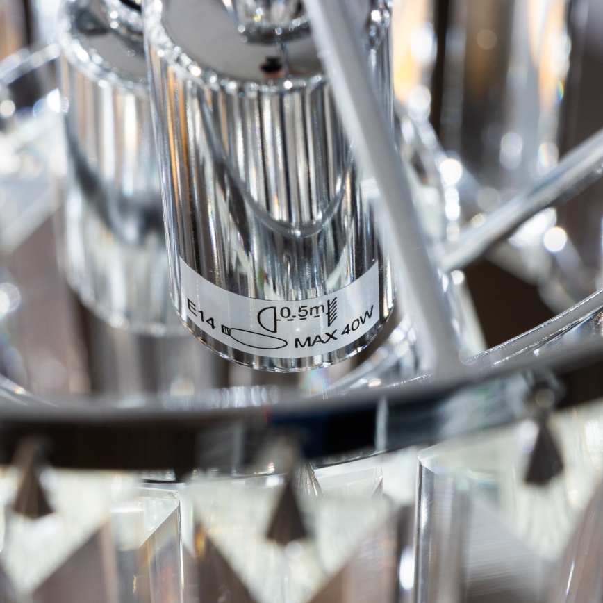 Brilagi - LED Kristály csillár láncon MOZART 4xE14/40W/230V fényezett króm