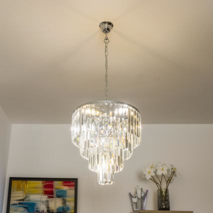 Brilagi - LED Kristály csillár láncon MOZART 5xE14/40W/230V fényezett króm