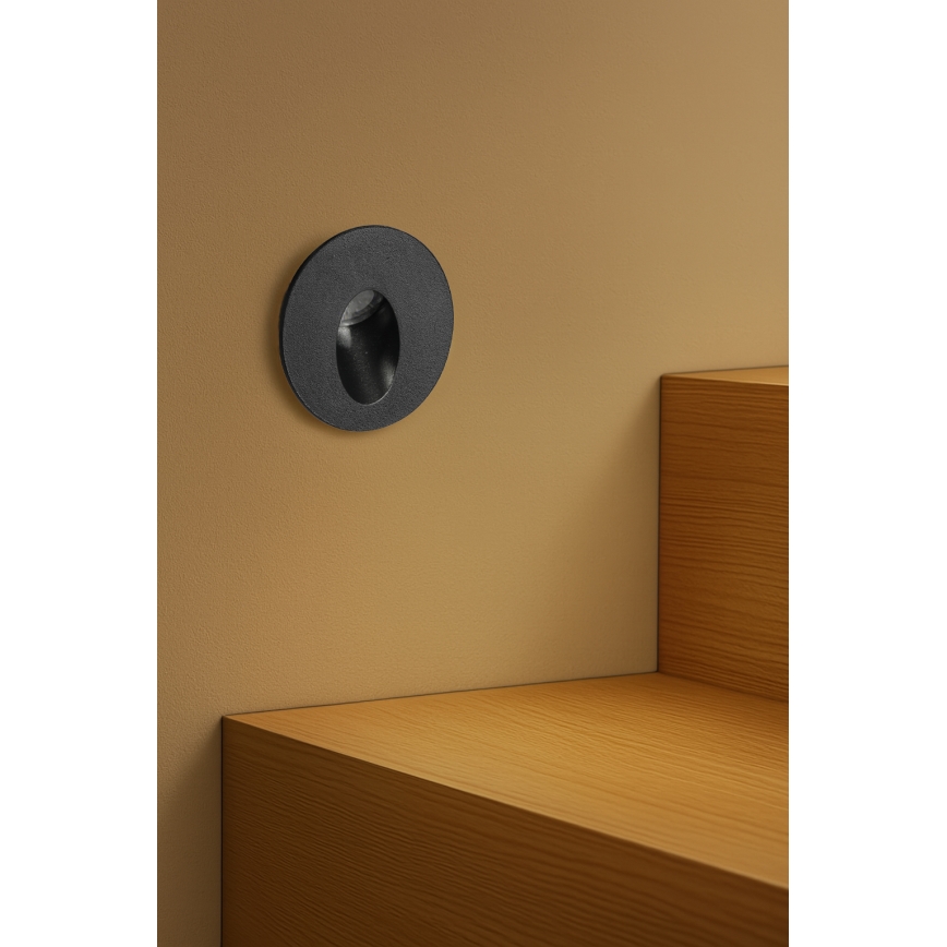 Brilagi - LED kültéri beépíthető lámpatest STAIRDOT LED/2W/230V fekete IP65 kerek