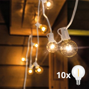 Brilagi - LED Kültéri dekorációs fényfüzér GIRLANDA 10xE12/0,6W/24V 8m fehér IP44 meleg fehér