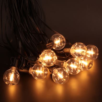 Brilagi - LED kültéri dekorációs fényfüzér GIRLANDA 10xE12/0,6W/230V 8m fekete IP44 meleg fehér