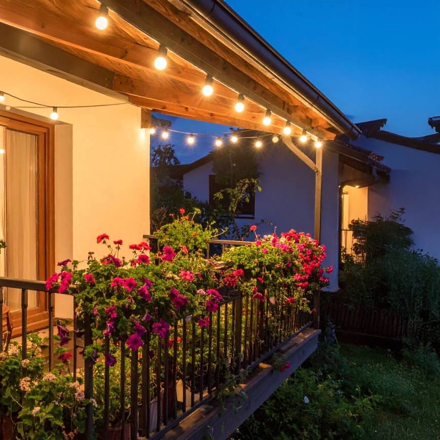 Brilagi - LED kültéri dekorációs fényfüzér GIRLANDA 10xE12/0,6W/230V 8m fekete IP44 meleg fehér