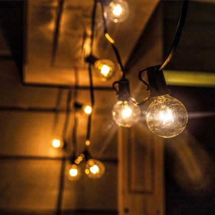 Brilagi - LED kültéri dekorációs fényfüzér GIRLANDA 10xE12/0,6W/230V 8m fekete IP44 meleg fehér