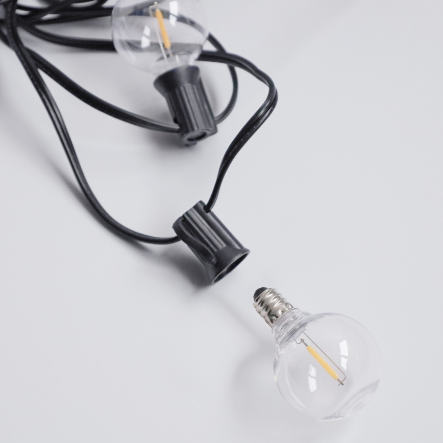 Brilagi - LED kültéri dekorációs fényfüzér GIRLANDA 10xE12/0,6W/230V 8m fekete IP44 meleg fehér