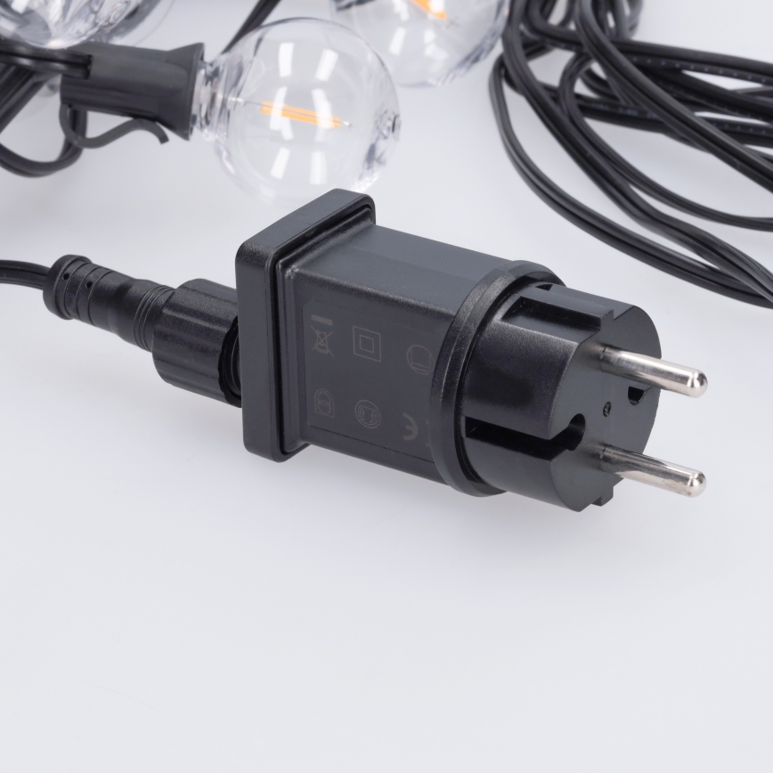 Brilagi - LED kültéri dekorációs fényfüzér GIRLANDA 10xE12/0,6W/230V 8m fekete IP44 meleg fehér