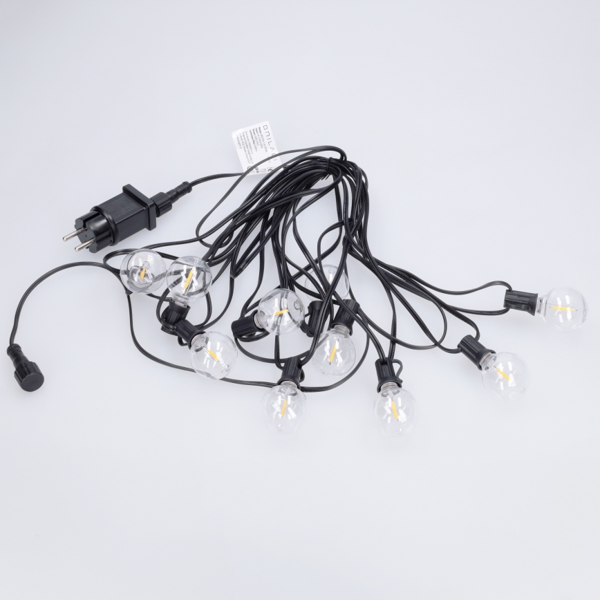 Brilagi - LED kültéri dekorációs fényfüzér GIRLANDA 10xE12/0,6W/230V 8m fekete IP44 meleg fehér
