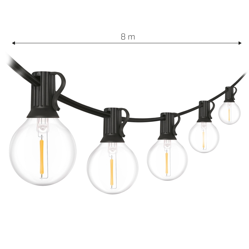 Brilagi - LED kültéri dekorációs fényfüzér GIRLANDA 10xE12/0,6W/230V 8m fekete IP44 meleg fehér