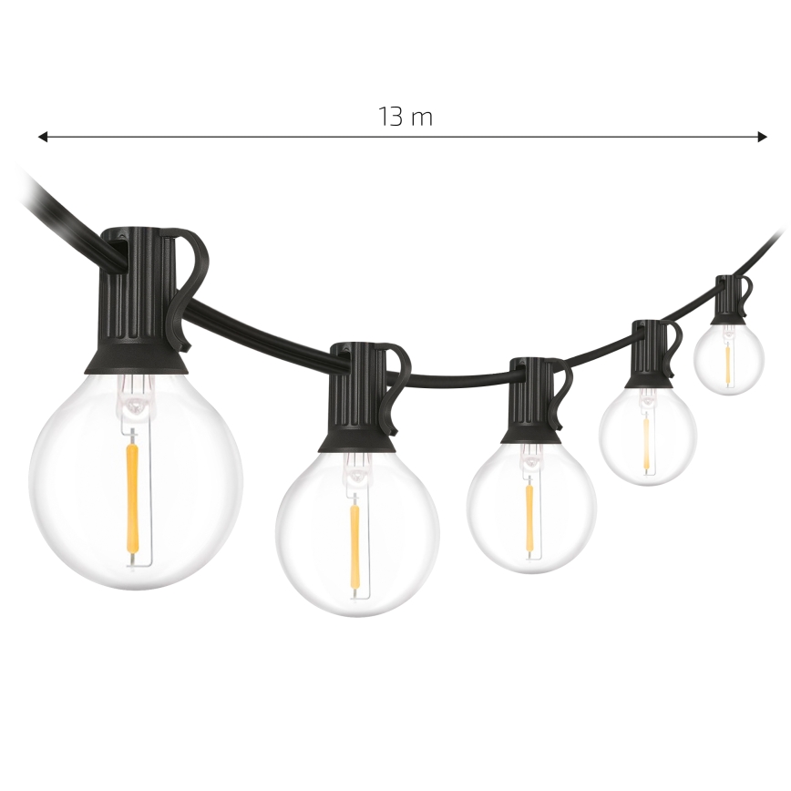 Brilagi - LED kültéri díszfüzér GIRLANDA 18xE12/0,6W/230V 13m fekete IP44 meleg fehér