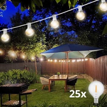 Brilagi - LED kültéri dekorációs fényfüzér GIRLANDA 25xE12/0,6W/230V 20m fehér IP44 meleg fehér