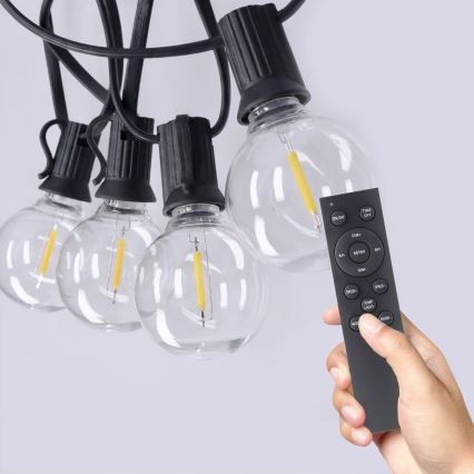 BRILAGI - LED kültéri dekorációs fényfüzér GIRLANDA 25xE12/0,6W/230V 20m fekete IP44 meleg fehér + távirányító