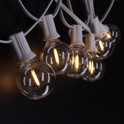 Brilagi - LED Kültéri dekorációs fényfüzér GIRLANDA 10xE12/0,6W/24V 8m fehér IP44 meleg fehér